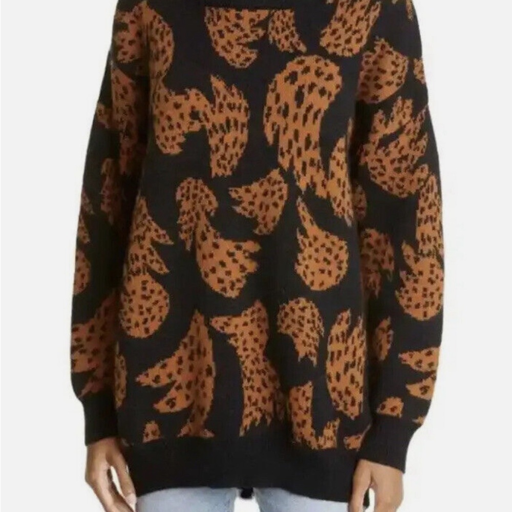 FARM Rio Black and Brown Crew Neck Sweater with Animal Print